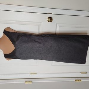Ann Taylor gray sheath dress sheath fully lined career v neck midi sleeveless